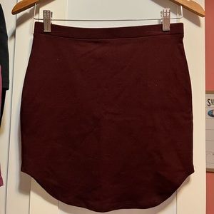 maroon mini skirt
